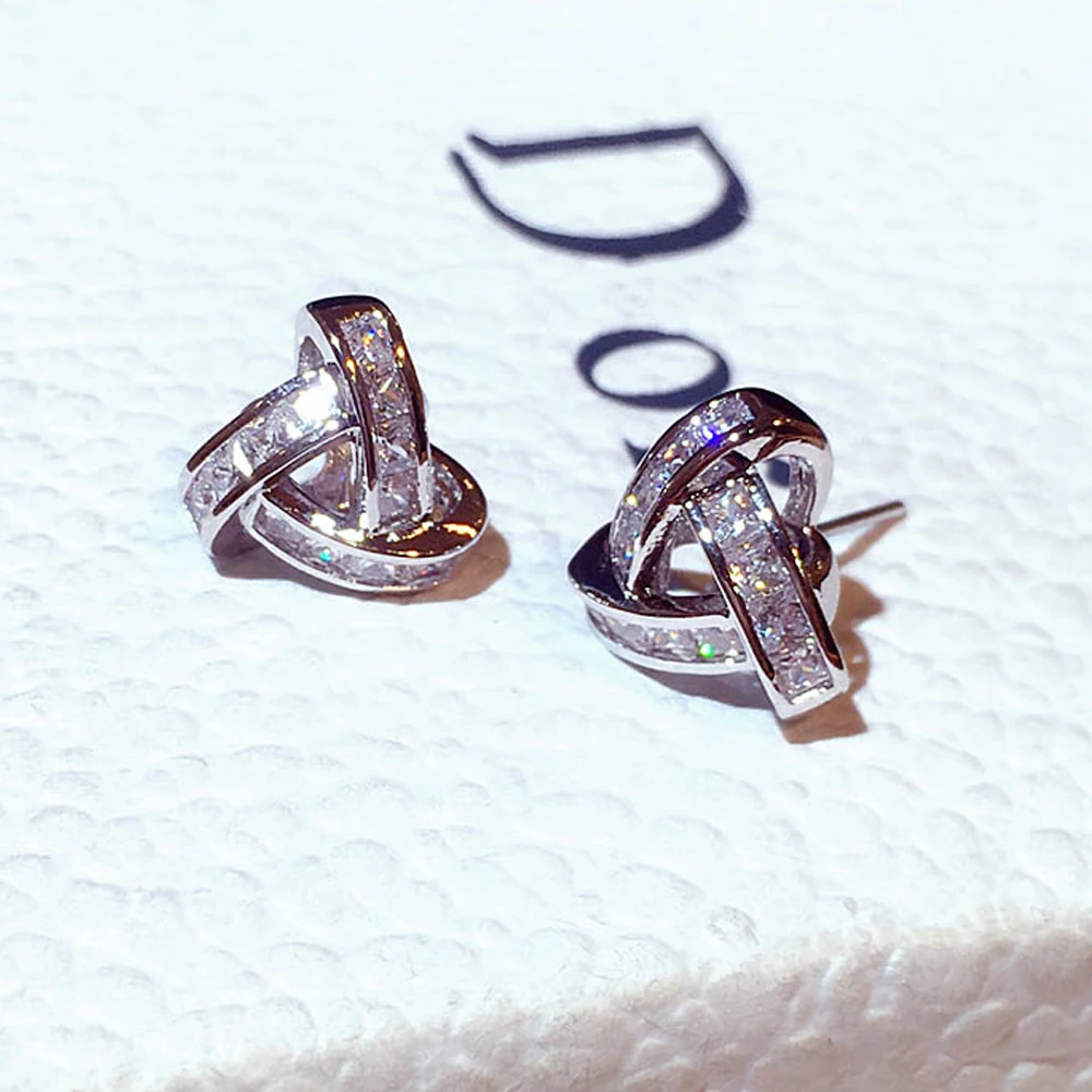 

Ins Hot Sale Geometric Cycle Earring for Women Fashion AAA Bling Zircon Stud Earrings Wedding Jewelry Accessories Brincos