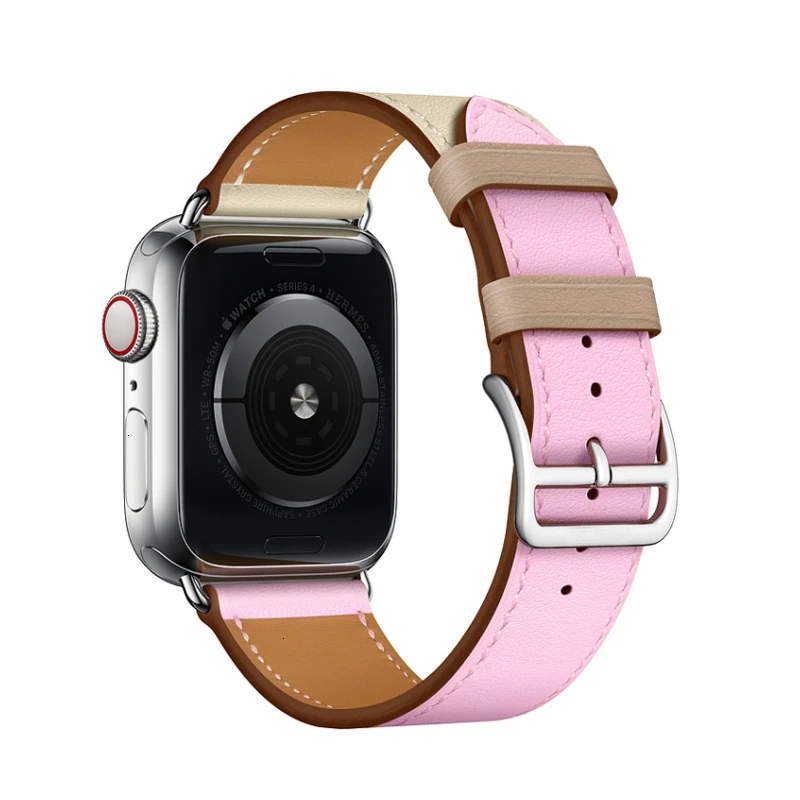 Sakura powder clay Ремешок из коровьей кожи для Apple Watch Band 44 мм iwatch Series 5 4 3 2 1 умные Аксессуары 42 мм петля 38 мм Замена браслета 40 мм - Цвет ремешка: Sakura powder clay