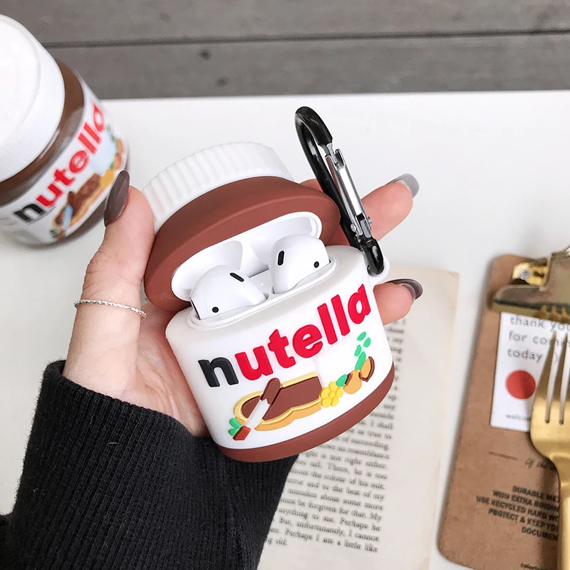 Nutella Hazelnut sauce Canned case For airpods Silicone Cover Case Cute Earphone 3D Headphone Protective |