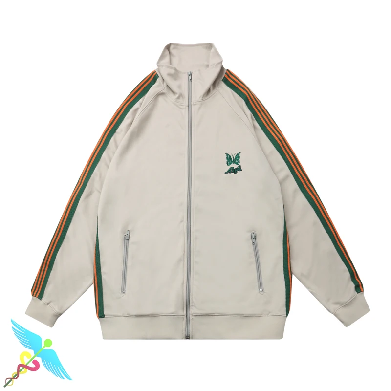 

Needles X Aipl Joint Limited Top Men Women High Quality Embroidered Butterfly Striped Ribbon Sports Jacket Needles Casual Coat