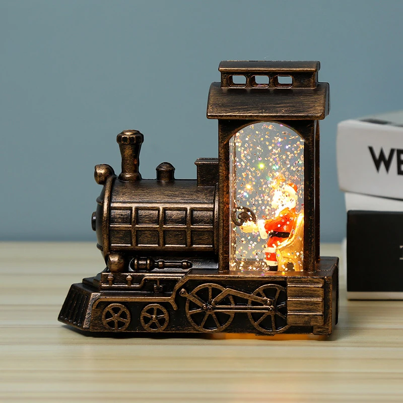

Lighted Christmas Snowman Lantern Snowman in Glittering Train Battery Operated Xmas Home Desktop Decor LBE
