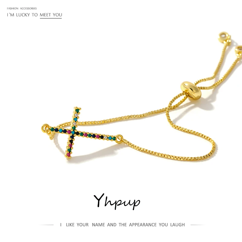 Женский этнический браслет Yhpup золотистый с фианитом минималистичный Шарм для