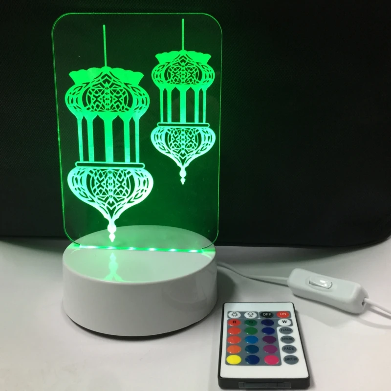 3D 7 цветов Изменение Lampara исламский Мохаммед ночник для Стола Настольная лампа Usb