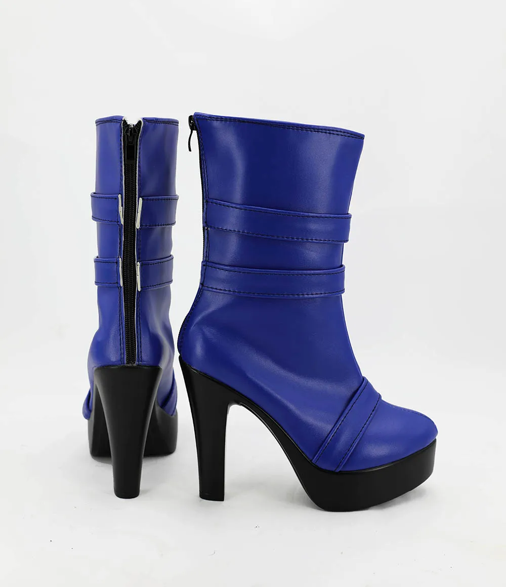 Сапоги для косплея Сейлор Уран обувь на высоком каблуке синего цвета