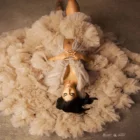 Женское Тюлевое платье для беременных DON  JUDY, длинное пляжное платье небесно-голубого цвета, Тюлевое платье для фотосессии, дня рождения