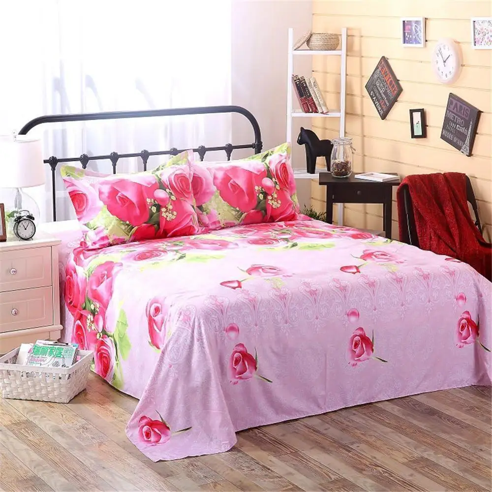 

19 3Pcs/Set Romantic 3D Rose Pattern Printing Bed Sheet Pillow Cover Bedding Set