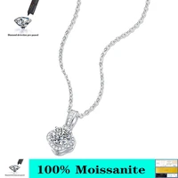 1ct0 5ct moissanite diamonds pendant necklace silver women necklace 6 5mm5mm round gemstone 925 chain fine jewelry