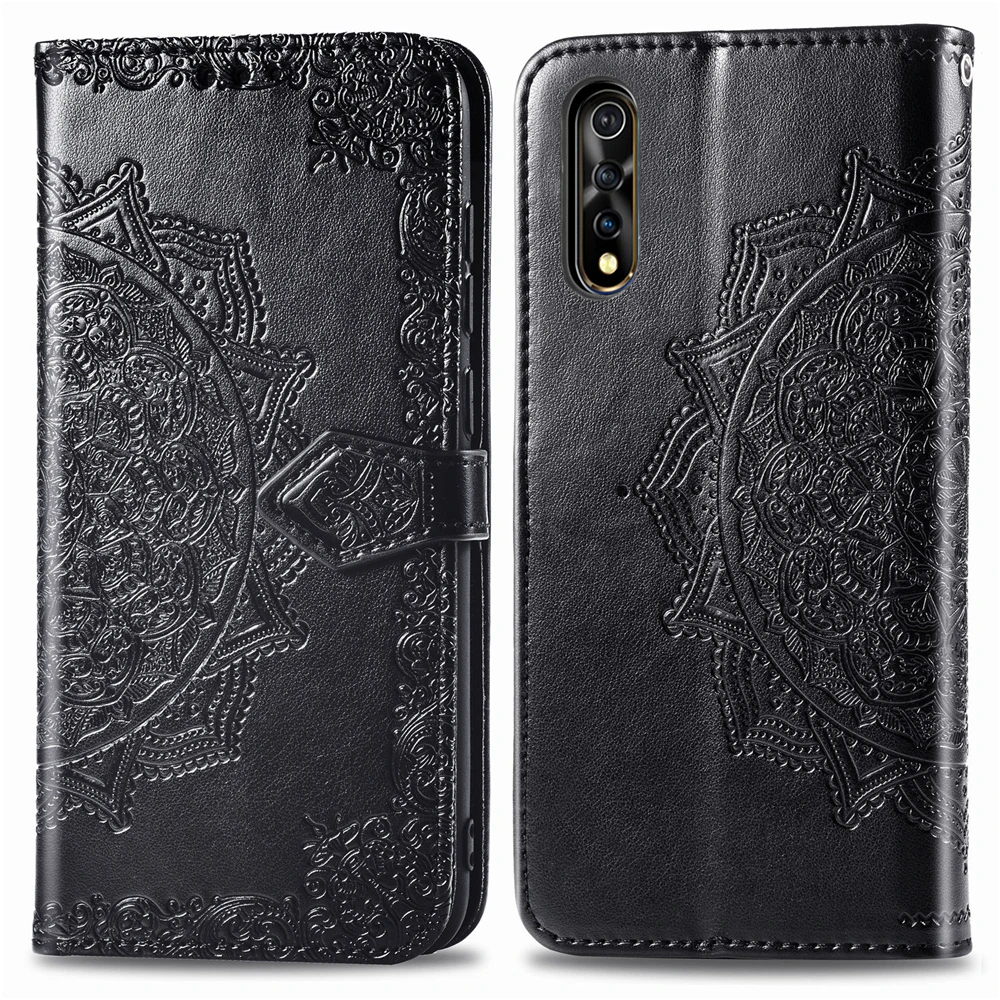 Роскошные Чехлы-книжки из мягкого ТПУ задняя крышка для VIVO Y7S S1 IQOO NEO Y17 Y3 V15 Pro X27 Y97 V9 тисненая Мандала кожаный флип чехол