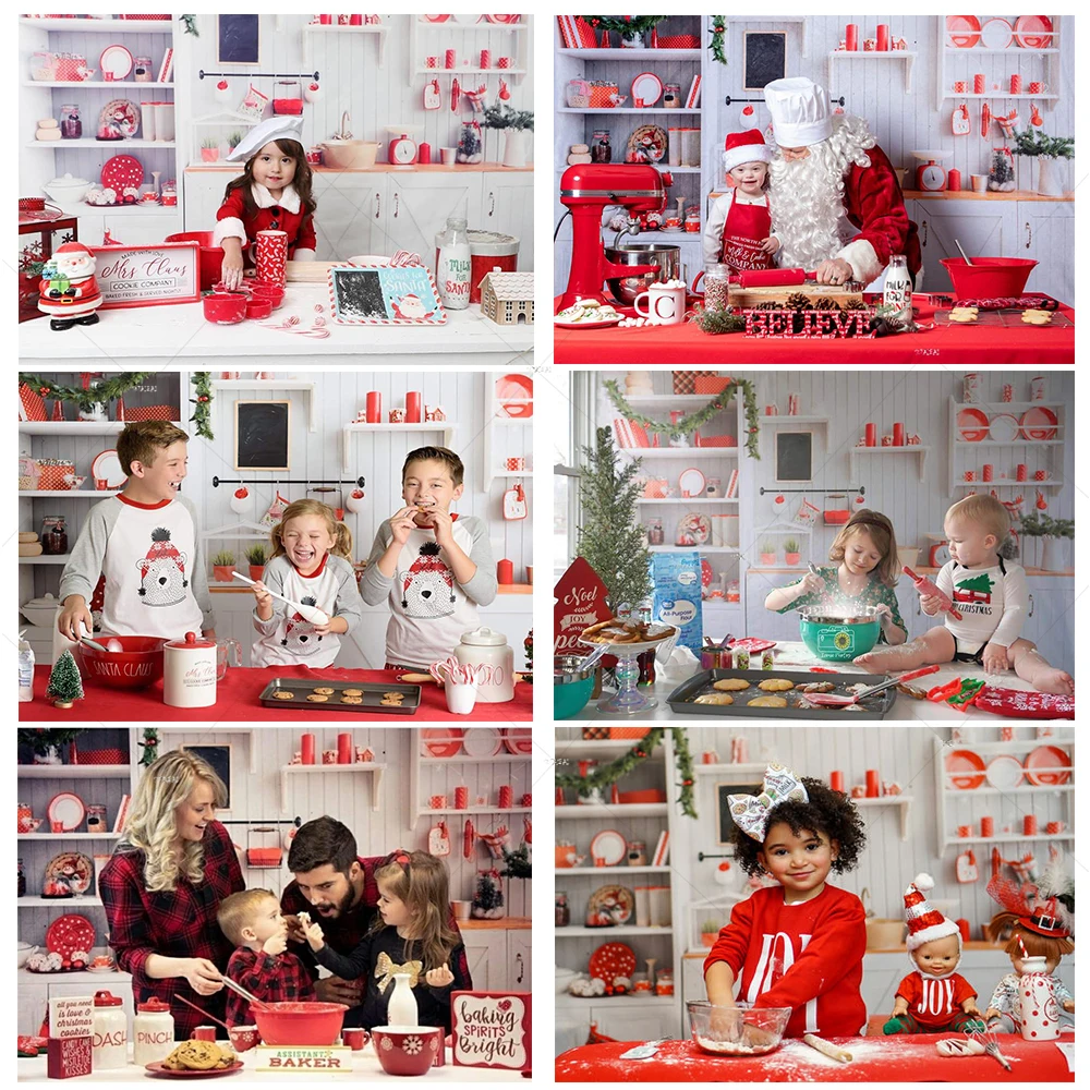 

Photography Backdrop Christmas Kitchen Photophone Background Wood Cupboard Photo Studio Child Family Cook Photobooth Photocall