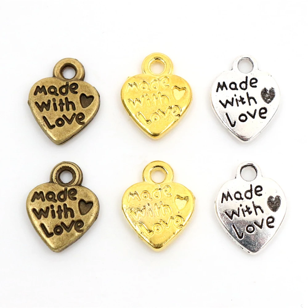 12x10 мм 30 шт античные посеребренные бронзовые и золотые цвета покрытые сердцем