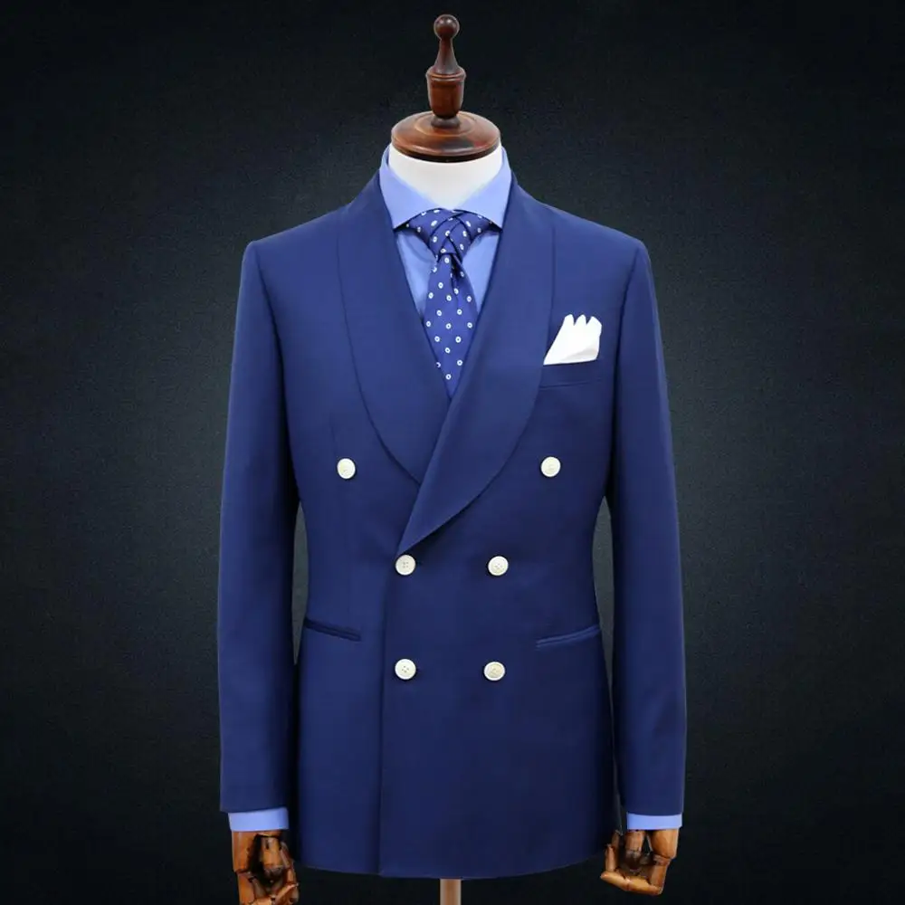 Мужские Синие Деловые костюмы на заказ свадебные для мужчин костюм жениха 100%