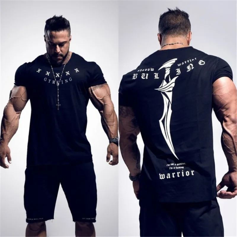 

2021 new summer gym round neck T-shirt short-sleeved men's sports T-shirt bodybuilding fitness quick-drying running training top