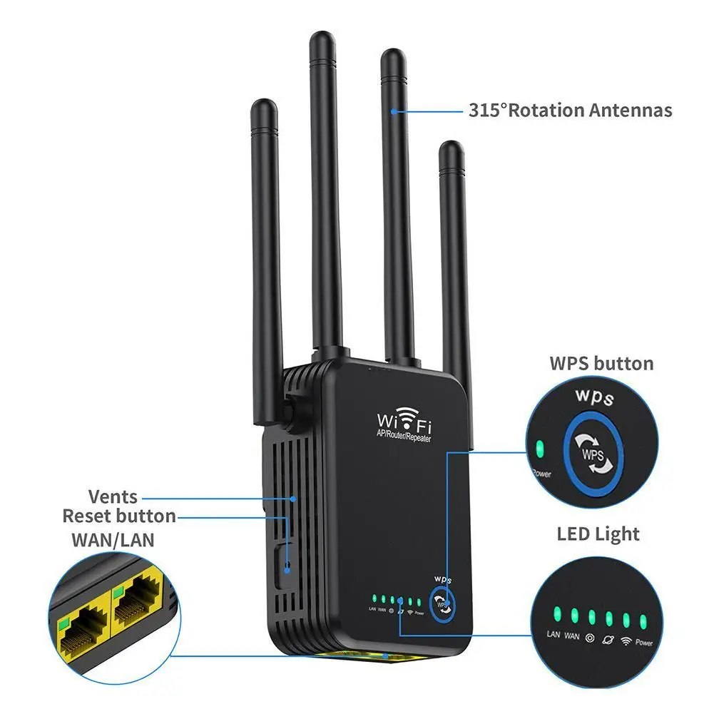 

Wifi Repeater Signal Amplifier 300M Wireless Router 802.11N Expansion Network Antenna B9J4