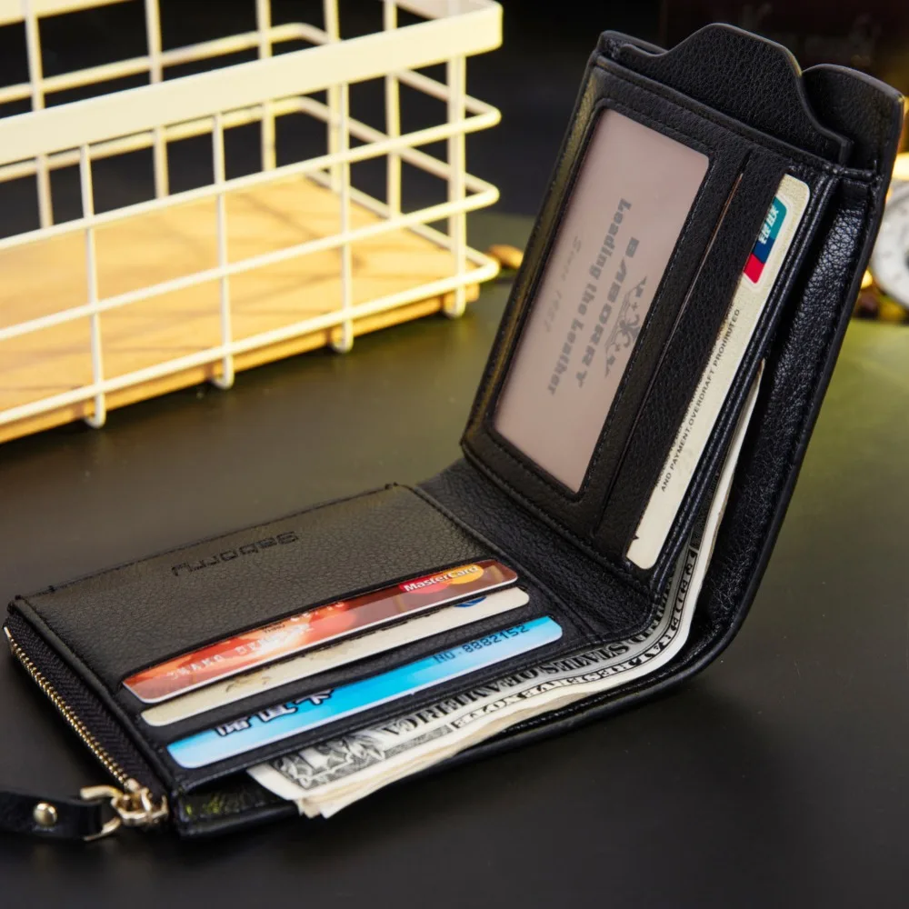 Дизайн RFID защита блокировка стоп кошелек винтажный повседневный мужской