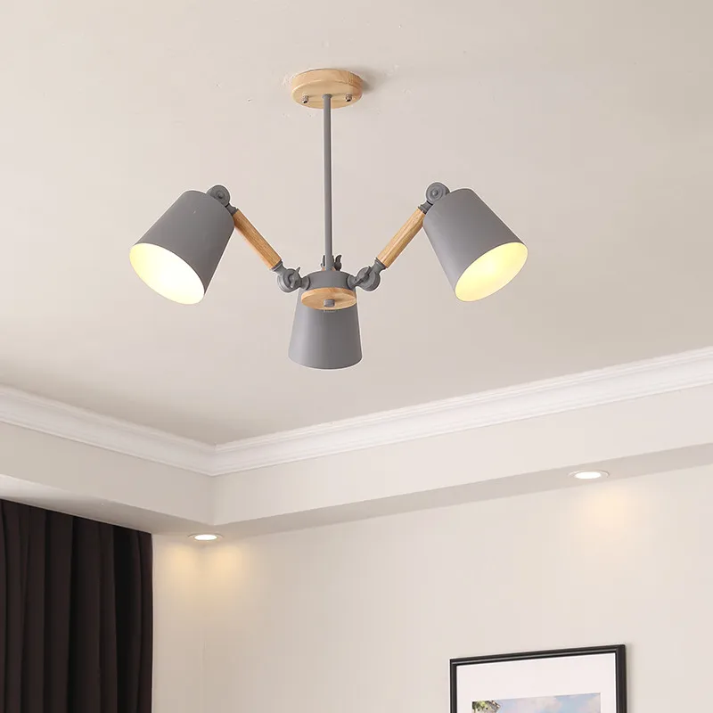 Светодиодные люстры Macaron для гостиной спальни детской комнаты Деревянная люстра