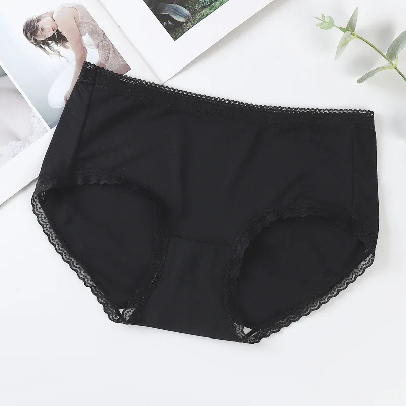

2021 New Style Ice Silk Mesh Panties, Cool and Breathable Mid-waist Solid Color Cotton Crotch, One Size Women's Briefs