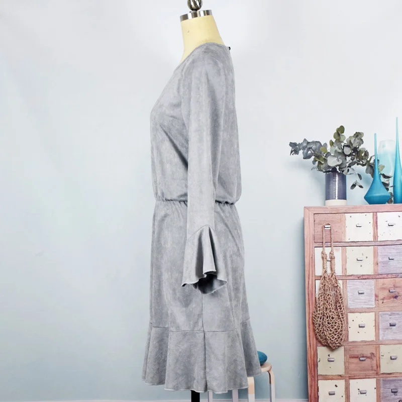 Модные замшевые платья для мамы и дочки семейная одежда осеннее Повседневное