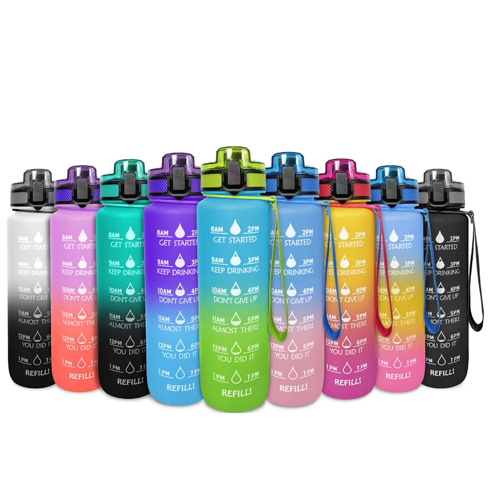 

Gallon Kawaii Travel Water Bottle With Straw Direct Drinking Kettle Motivational Time Marker BPA Free Leakproof Wholesale Items
