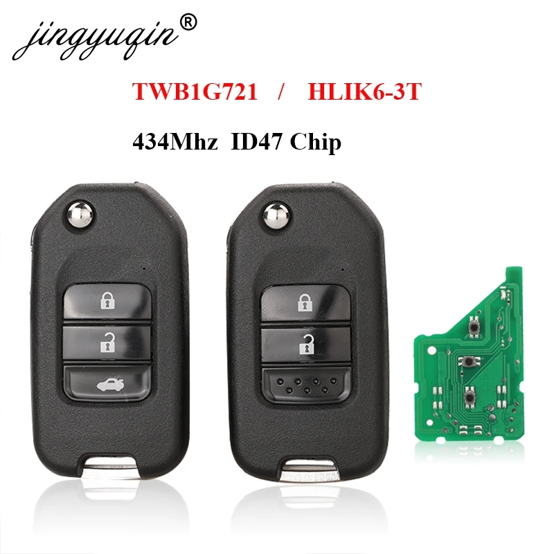Дистанционный ключ jingyuqin 2/3BTN для Honda Civic Accord City Jazz jazzel vedzel FRV Spirior JADE 433 МГц jibb1g721 jin Jid