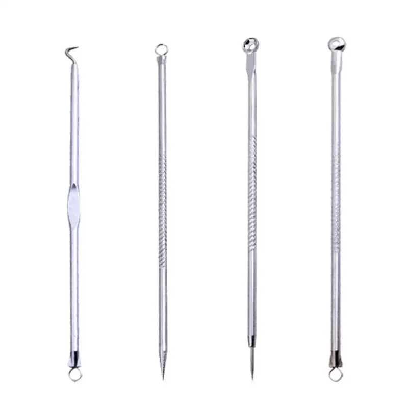 

4PCS Stainless Steel Extractor Blackhead Remover Needles Dots Cleaner Acne Blemish Remover Needles Set Face Clean Care Tool