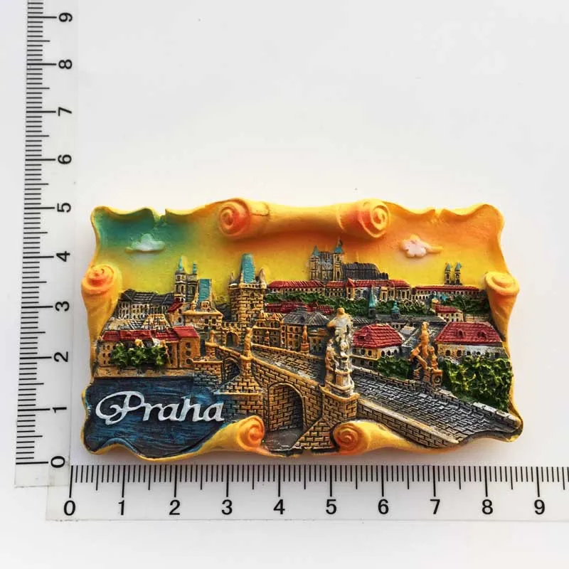 

3d Resin Fridge Magnet Souvenir Czech Prague Cultural Landscape Tourist Collection Hand Painted Magnet Refrigerator Sticker Gift