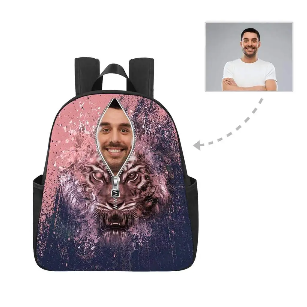 

Yes Custom Face Zipper Tiger Multi-pocket Nylon Waterproof Backpack School For Teenagers Girls Schoolbag Preppy Travel Bag Back