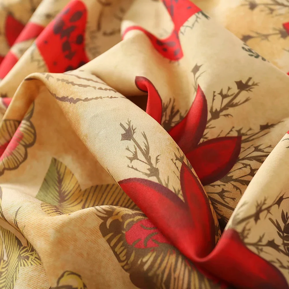 

AELESEEN Women Winter Dress Runway Fashion Long Sleeve Button Flower Print Elegant Christmas New Year Dress