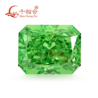 light green color rectangle shape brilliant crushed ice cut cubic zirconia loose stone cz stone