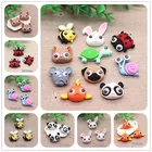 Симпатичные Кабошоны для волос из смолы с рисунком пчелы, божьей коровки, кролика, панды, улитки, рыбы с поворотным глазом, с плоской спинкой, 10 шт.