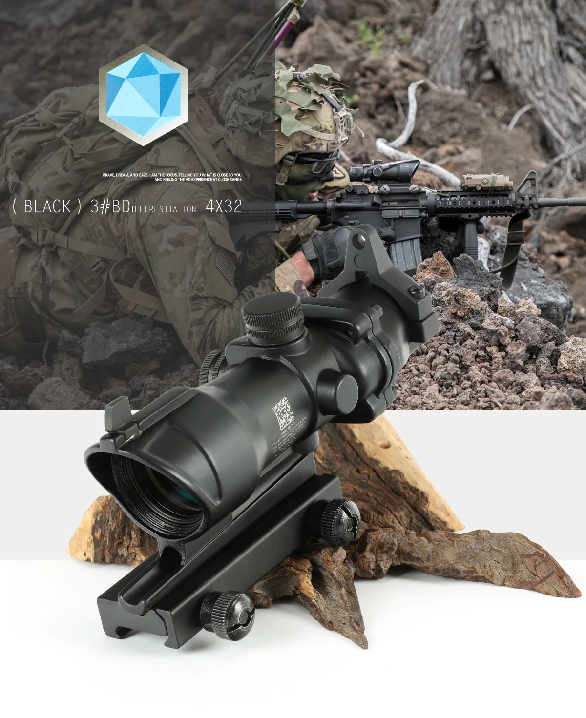 Охотничий Прицел ACOG 4X32 настоящий волоконный оптика красный освещенный точечный элемент шеврон стекло сетка тактический оптический прицел