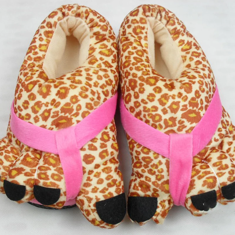 

Womens leopard slippers mens winter slippers warm toe shoes cute cartoon house slippers comfortable funny cotton slippers