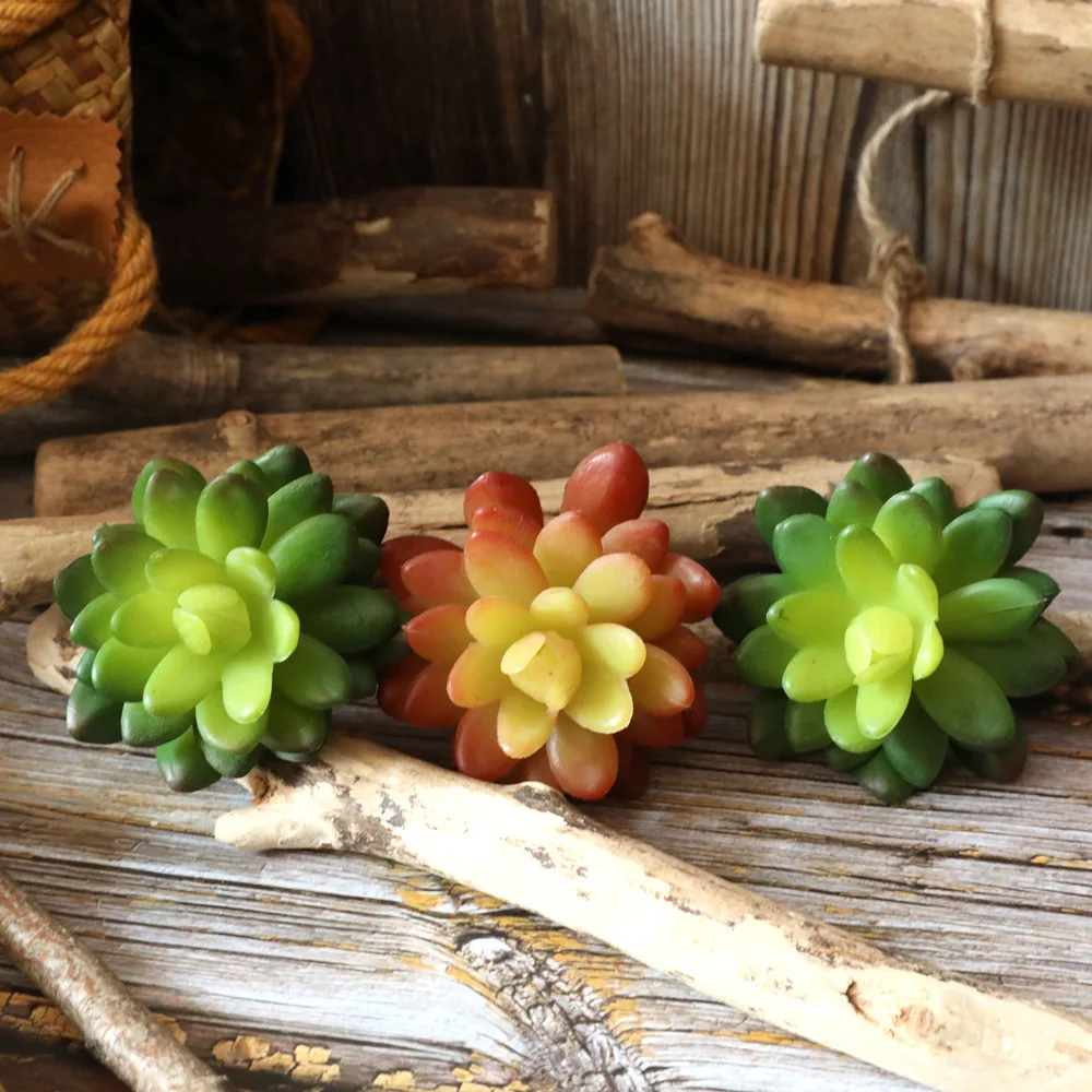 Artificial Succulents Plants Green Purple Red White Blue Flocking Home Garden Decoration Plastic Mini Desktop Bonsai | Дом и сад