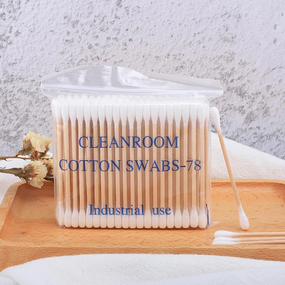 

Double-headed wooden stick cotton swab 3 inch wipe cotton swabs sanitary cotton swabs have been sterilized 100 pcs / bag