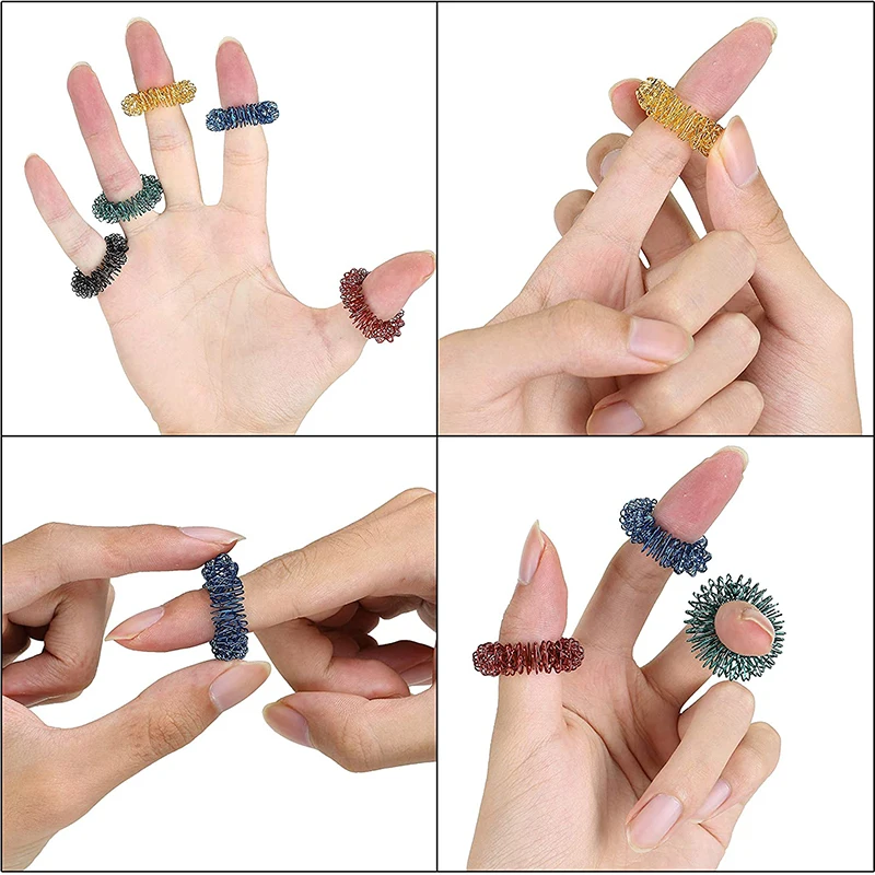 Anillo de dedo con pinchos para ni&ntilde;os, masajeador de tensi&oacute;n de descompresi&oacute;n, alivio sensorial, anillos antiautismo y antiestr&eacute;s para primavera-5