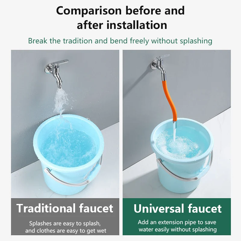 Регулируемая универсальная трубка-удлинитель для смесителя вращение на 360 ° |