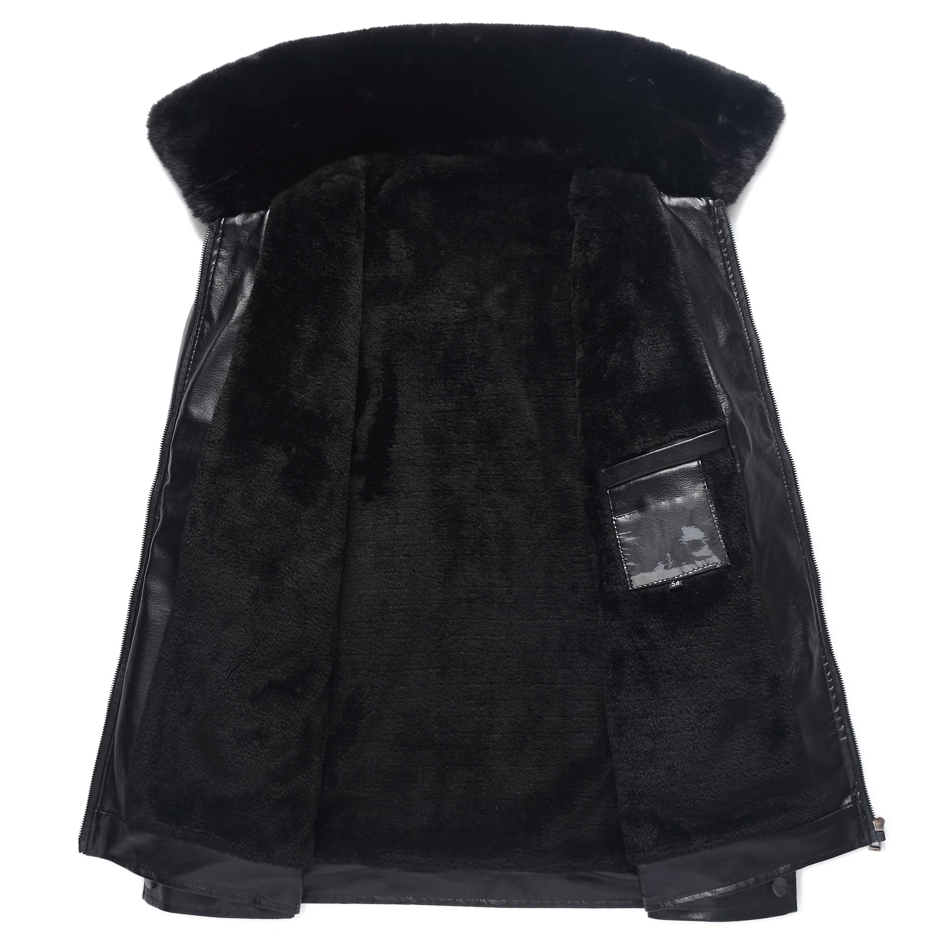 Мужское объемное бархатное пальто на молнии с воротником из искусственного меха