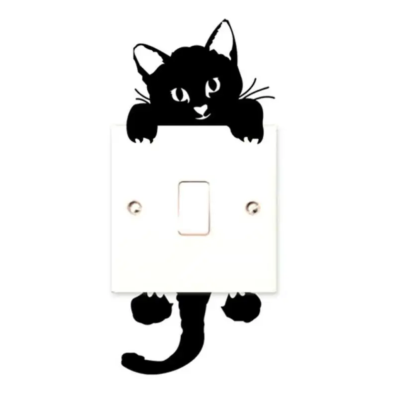 5/3/1 шт. черный милый кот светильник Переключатель Наклейка на стену Стикеры s