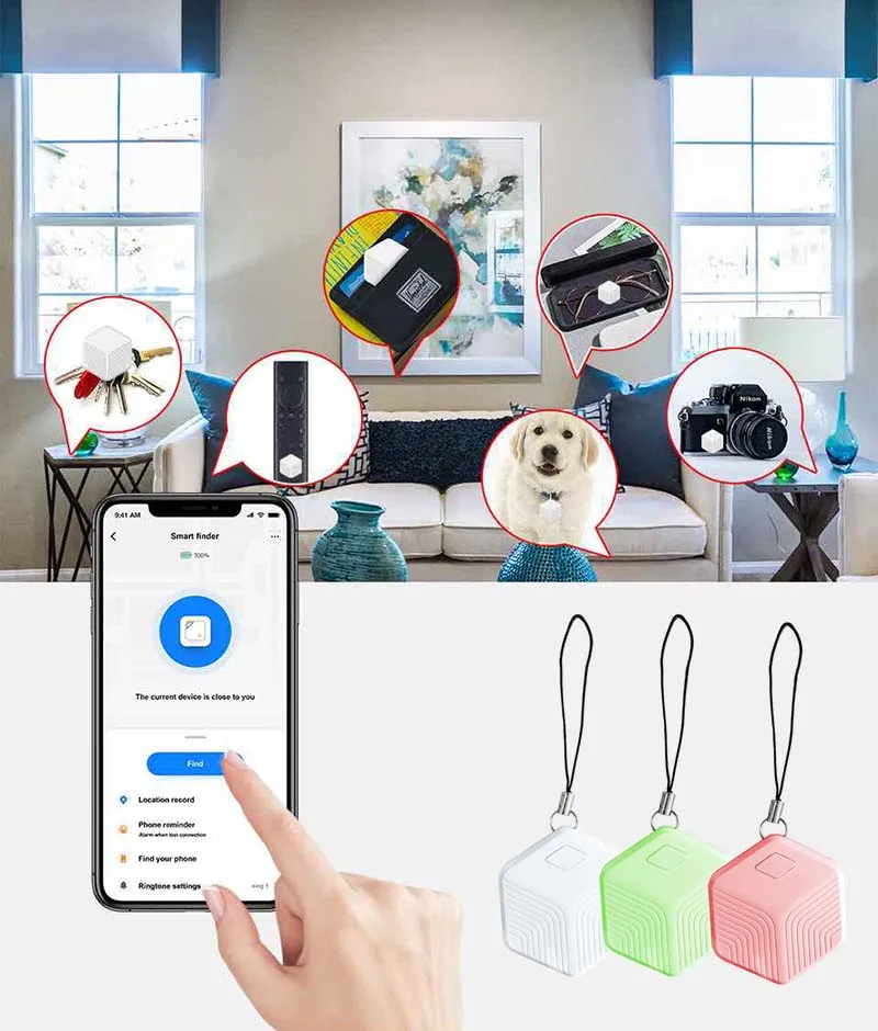 

Tuya APP Bluetooth Smart Finder Alarm Tile Wallet Keys Alarm Locator Realtime Kids Pets Anti-Lost Portable GPS Tracker