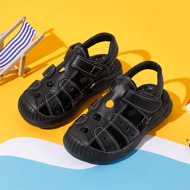 Детские сандалии из ПВХ на однотонной подошве детская обувь Нескользящие и