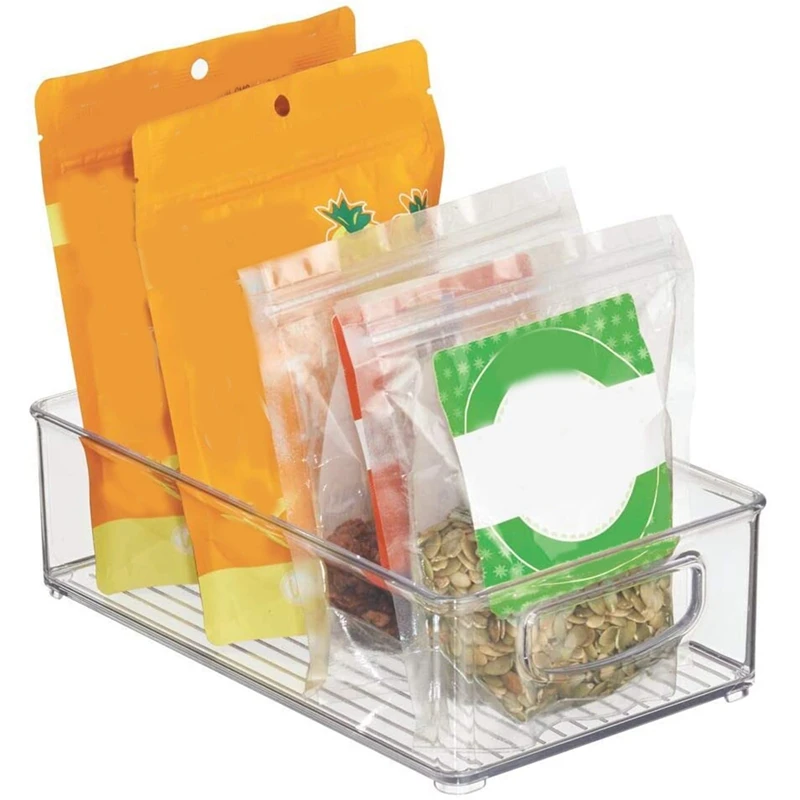 

8Pcs Refrigerator Organizer Bins Stackable Fridge Organizers with Cutout Handles Clear Plastic Pantry Food Storage Rack