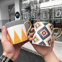 light luxury gold tracing handle mug creative ceramic cup business office coffee cup wedding gift cup