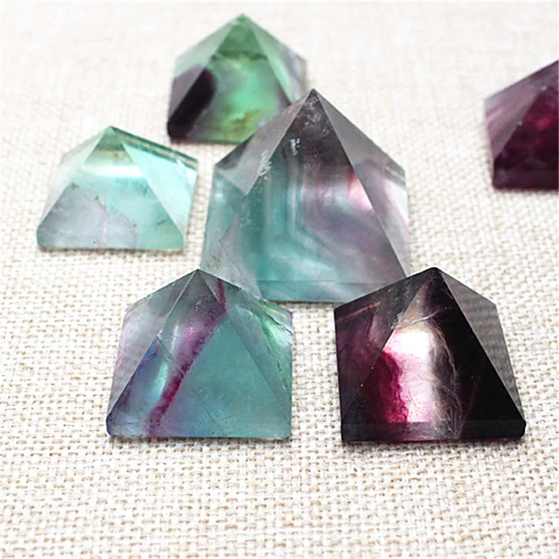 

Fluorite Pyramid Natural Quartz Crystals Gemstones Healing Reiki Gems Deng Shui Home Ornaments Decoration