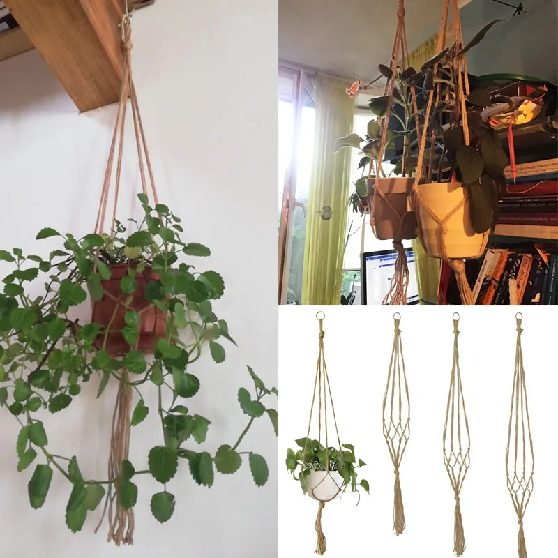 Handmade Flower Pot Hanging Basket, 35-48 Inches, Vintage Decor, Knotted Rope Plant Hanger for Home and Garden, Macrame Plant Holder, Net Bag Tray image 6