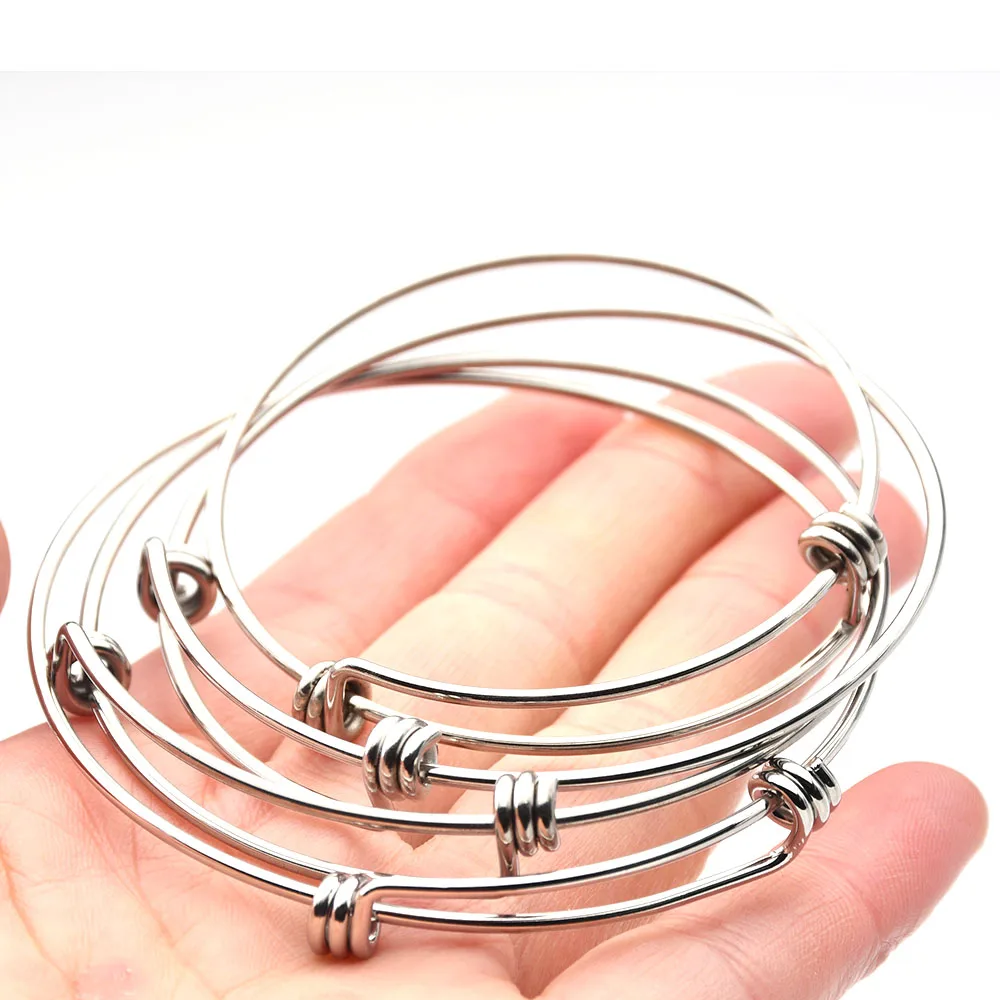 

2PCS Adjustable Expandable Wire Blank Stainless Steel Bangle Bracelet for Jewelry Making