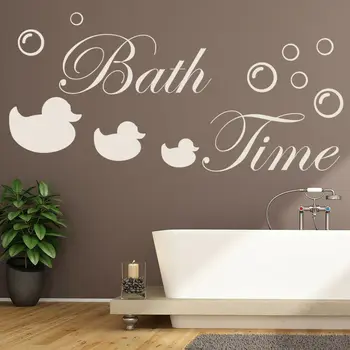 Bath Time Wall Decal Bathroom Quote Interior Decor Toy Duck Bubble Cute Vinyl Window Stickers Kids Shower Gift Art Mural Q060