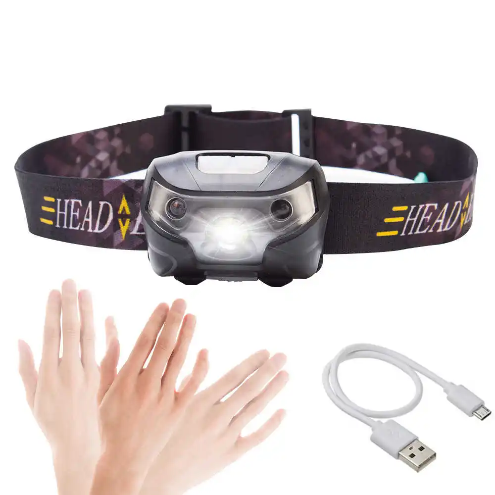 

LED Rechargeable Running Headlamp 4000Lm Body Motion Sensor LED Headlamp Camping Flashlight Head Light Torch Lamp With USB