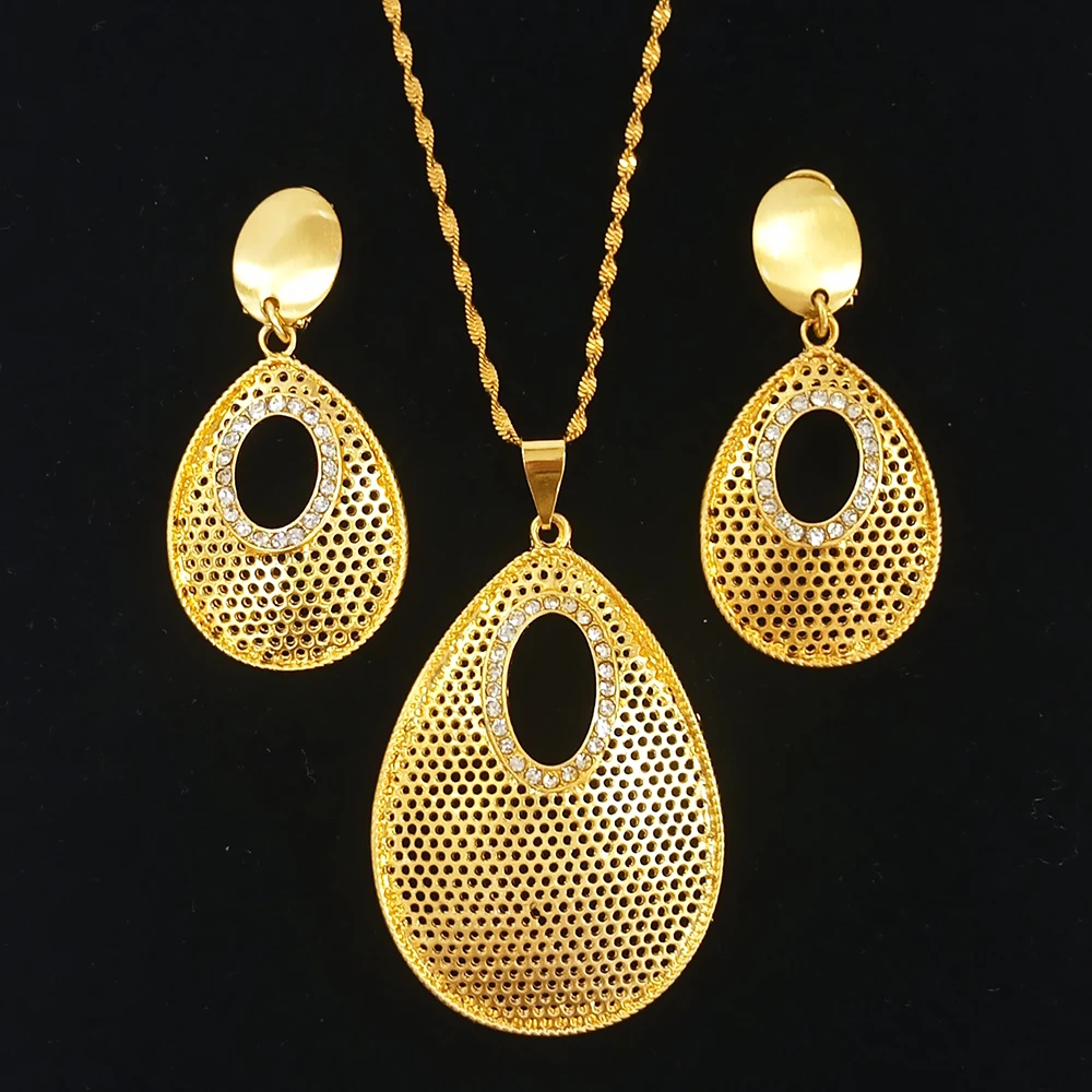 Wow очень красивый комплект колье с серьгами для женщин золотые ювелирные наборы