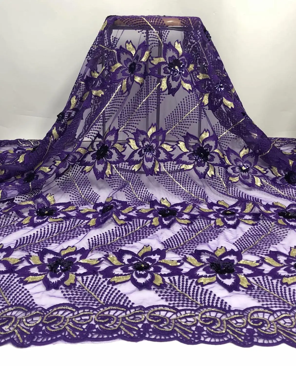 Новый модный небесно-голубой блесток Франция Тюль Кружева Ткань Высокое