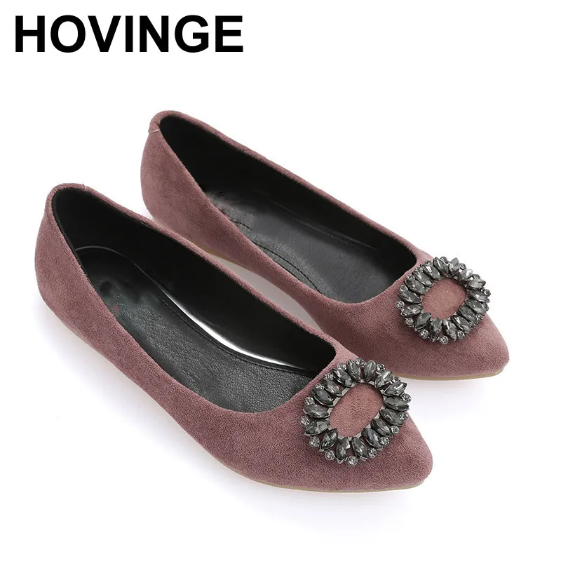 HOVINGE новые пикантные замшевые туфли с острым носком на высоком каблуке Балетки