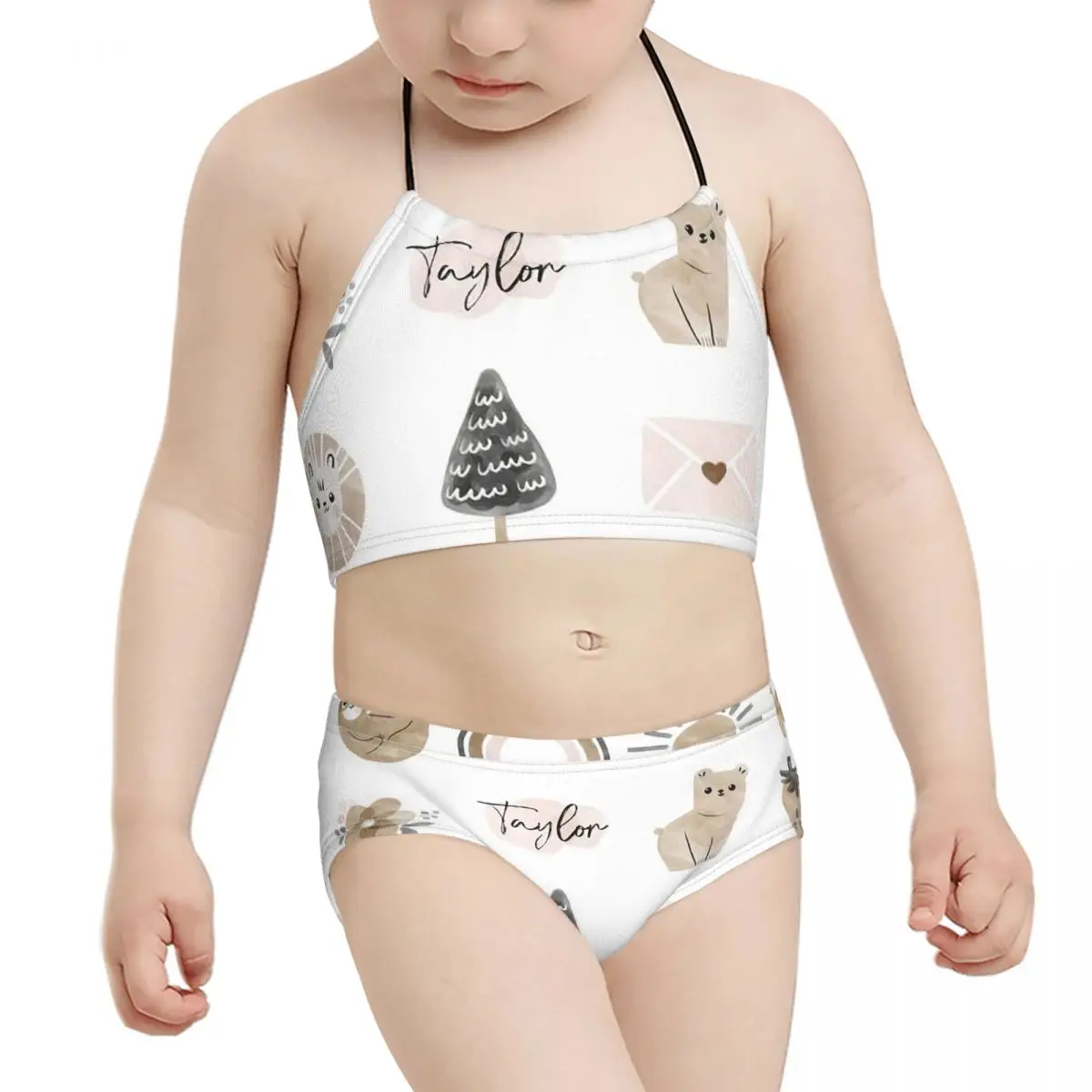 

Милый детский купальник из аниме для девочек, детское акварельное бикини с ручной росписью и цветочным рисунком в стиле бохо, оптовая прода...